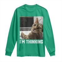 Tech Support Cat Long Sleeve Shirt I'm Thinking Funny Computer Engineer Coding Kitty - Wonder Print Shop