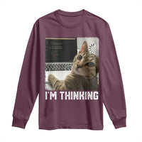 Tech Support Cat Long Sleeve Shirt I'm Thinking Funny Computer Engineer Coding Kitty - Wonder Print Shop