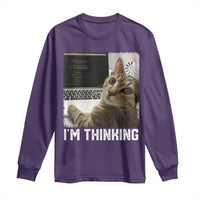 Tech Support Cat Long Sleeve Shirt I'm Thinking Funny Computer Engineer Coding Kitty - Wonder Print Shop