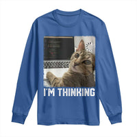 Tech Support Cat Long Sleeve Shirt I'm Thinking Funny Computer Engineer Coding Kitty - Wonder Print Shop