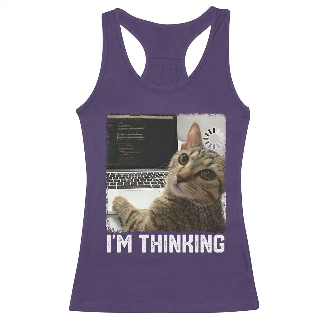 Tech Support Cat Racerback Tank Top I'm Thinking Funny Computer Engineer Coding Kitty - Wonder Print Shop
