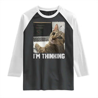 Tech Support Cat Raglan Shirt I'm Thinking Funny Computer Engineer Coding Kitty - Wonder Print Shop
