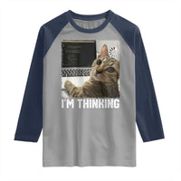 Tech Support Cat Raglan Shirt I'm Thinking Funny Computer Engineer Coding Kitty - Wonder Print Shop