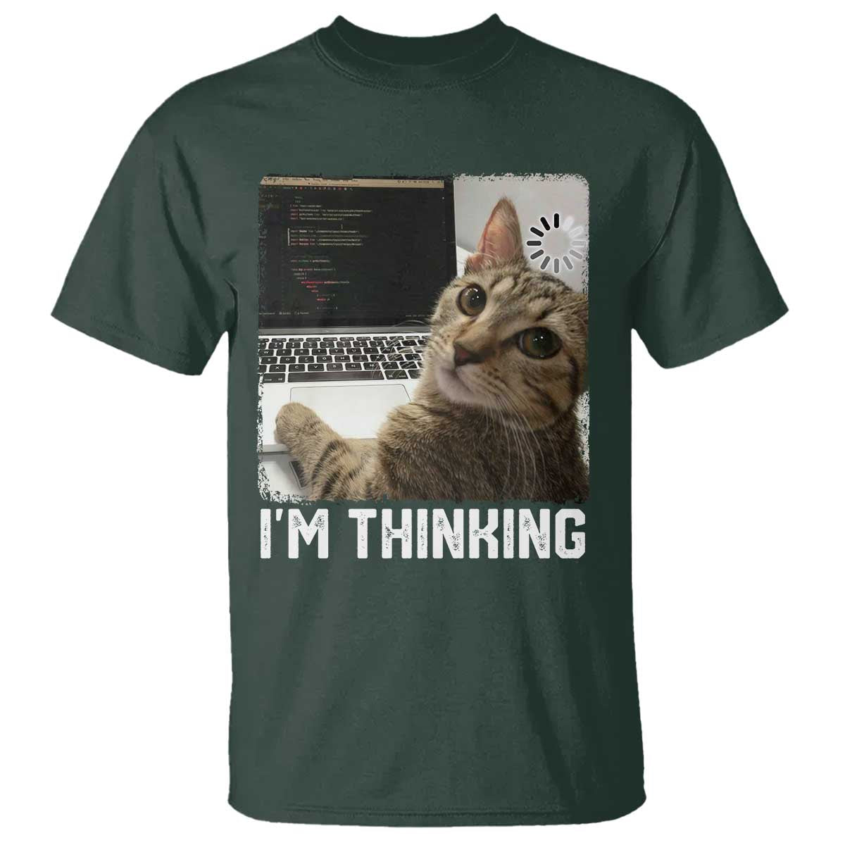 Tech Support Cat T Shirt I'm Thinking Funny Computer Engineer Coding Kitty - Wonder Print Shop