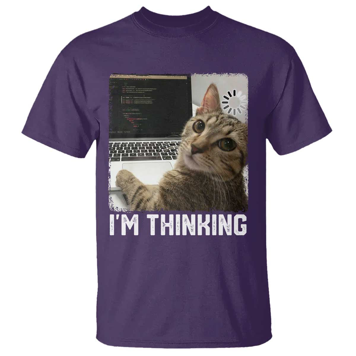 Tech Support Cat T Shirt I'm Thinking Funny Computer Engineer Coding Kitty - Wonder Print Shop
