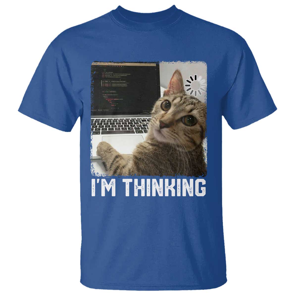 Tech Support Cat T Shirt I'm Thinking Funny Computer Engineer Coding Kitty - Wonder Print Shop