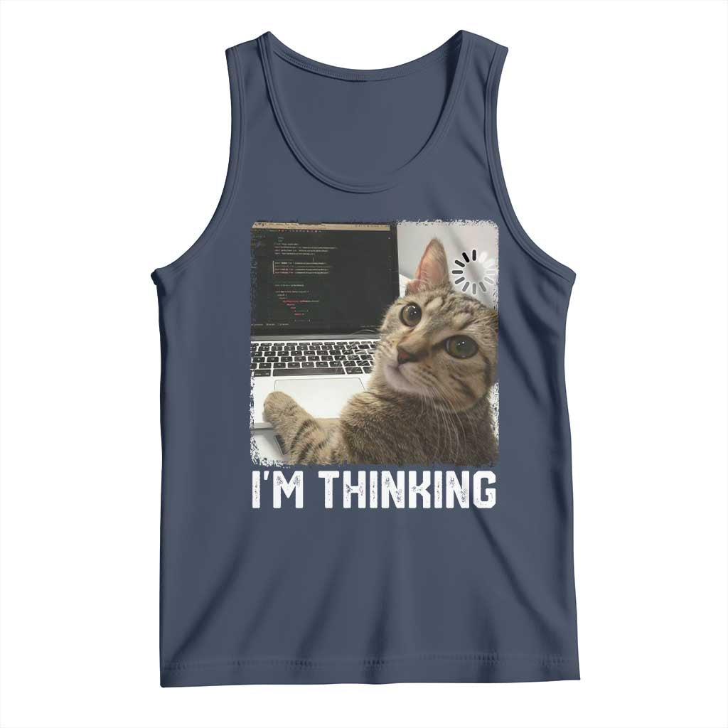 Tech Support Cat Tank Top I'm Thinking Funny Computer Engineer Coding Kitty - Wonder Print Shop