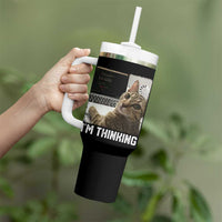 Tech Support Cat Tumbler With Handle I'm Thinking Funny Computer Engineer Coding Kitty