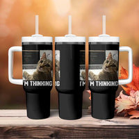 Tech Support Cat Tumbler With Handle I'm Thinking Funny Computer Engineer Coding Kitty