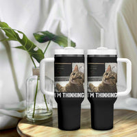 Tech Support Cat Tumbler With Handle I'm Thinking Funny Computer Engineer Coding Kitty