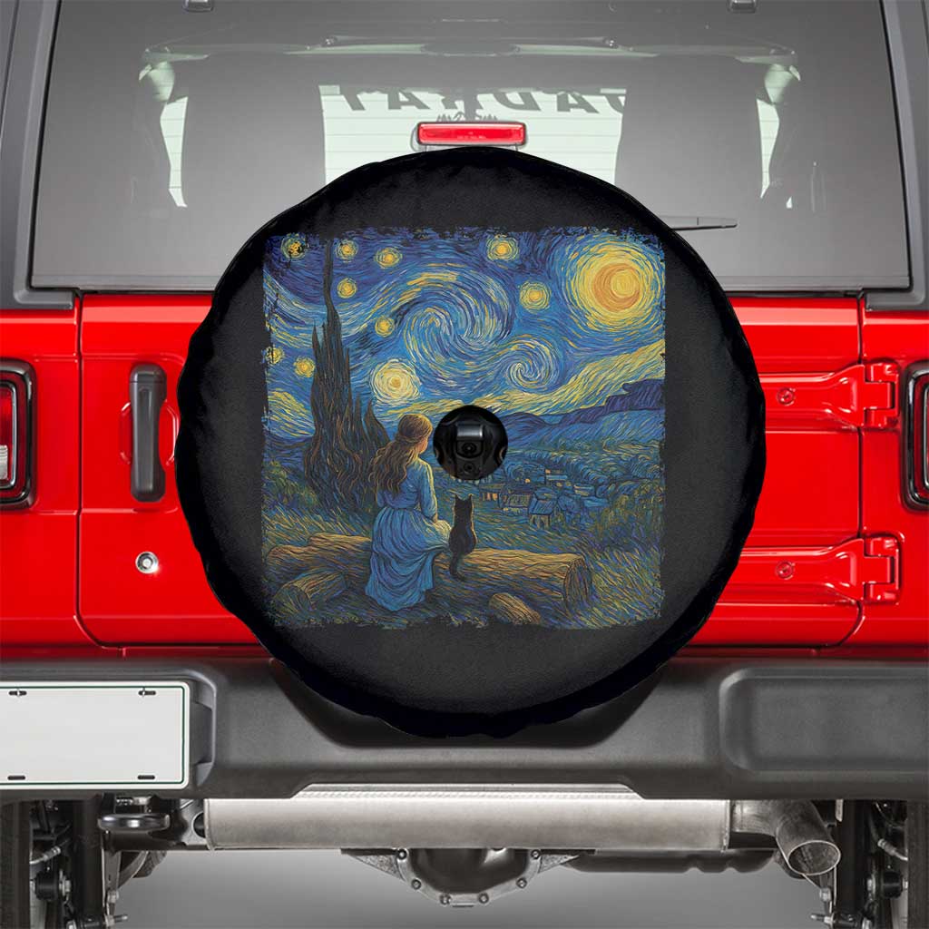 Cute Cat Starry Night Spare Tire Cover Kitty Lovers - Wonder Print Shop