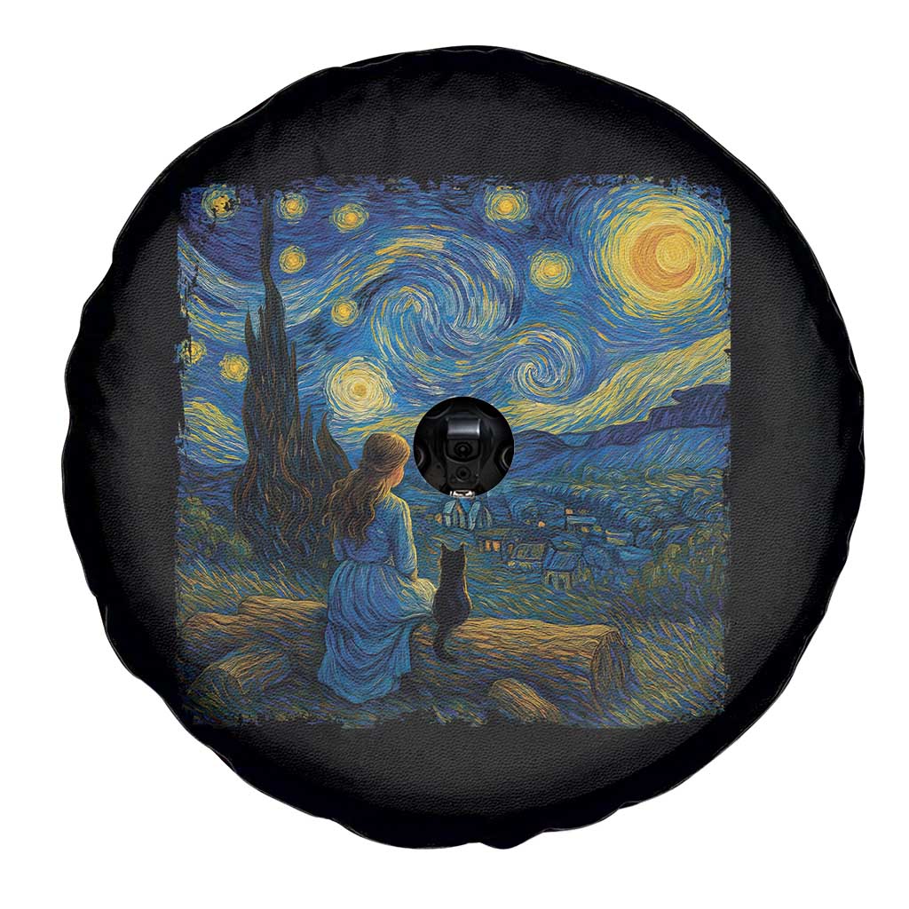 Cute Cat Starry Night Spare Tire Cover Kitty Lovers - Wonder Print Shop