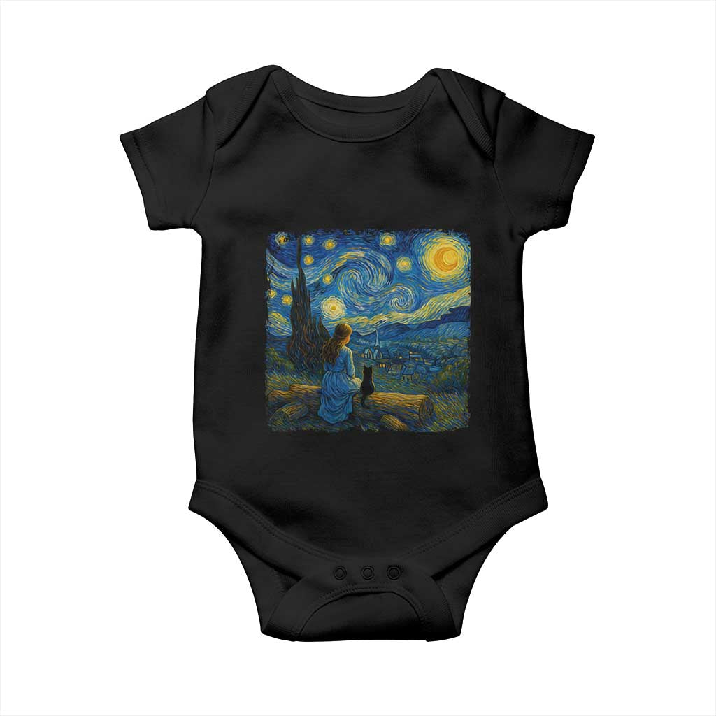 Cute Cat Starry Night Baby Onesie Kitty Lovers - Wonder Print Shop