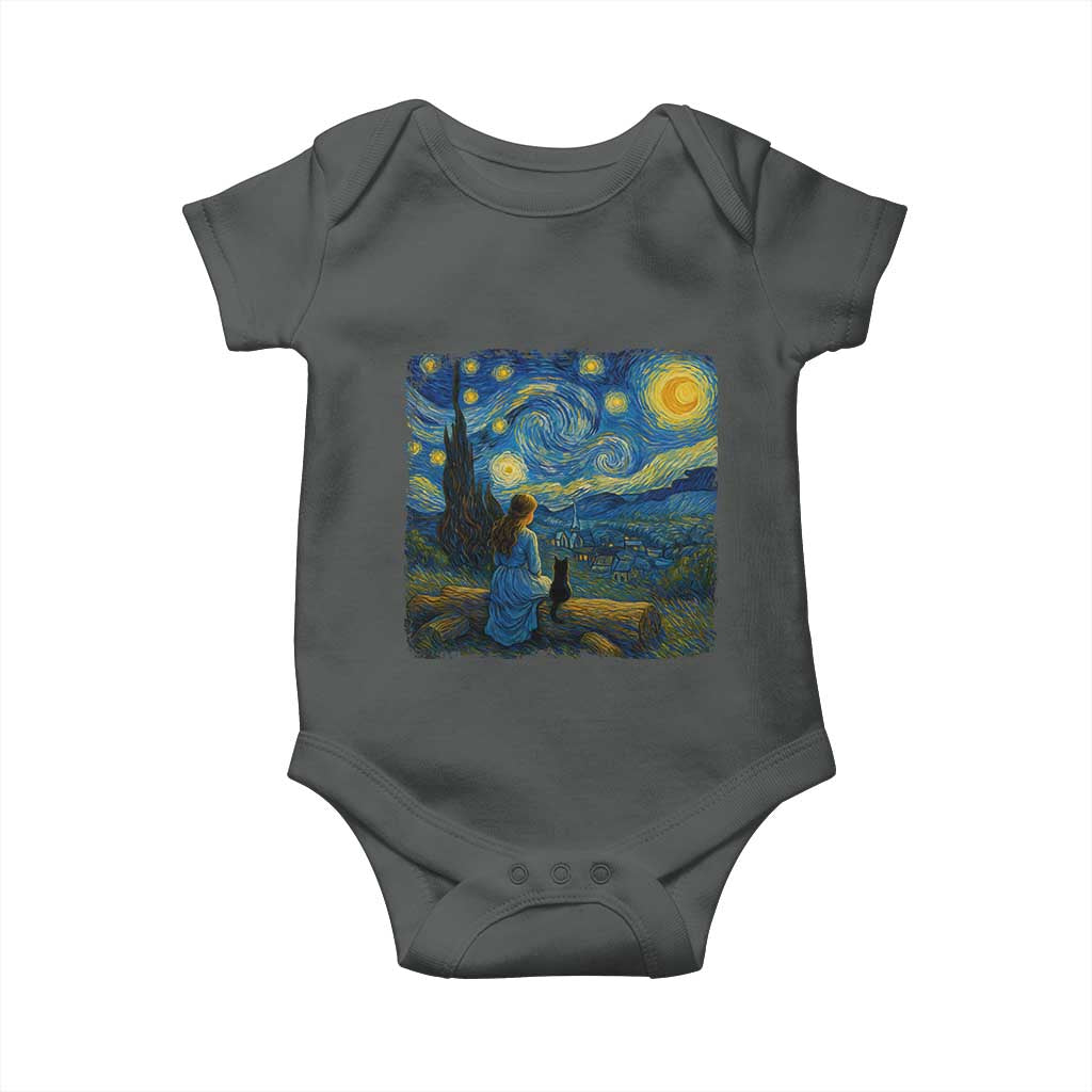 Cute Cat Starry Night Baby Onesie Kitty Lovers - Wonder Print Shop