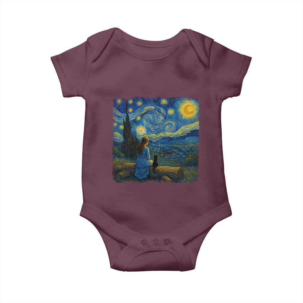 Cute Cat Starry Night Baby Onesie Kitty Lovers - Wonder Print Shop