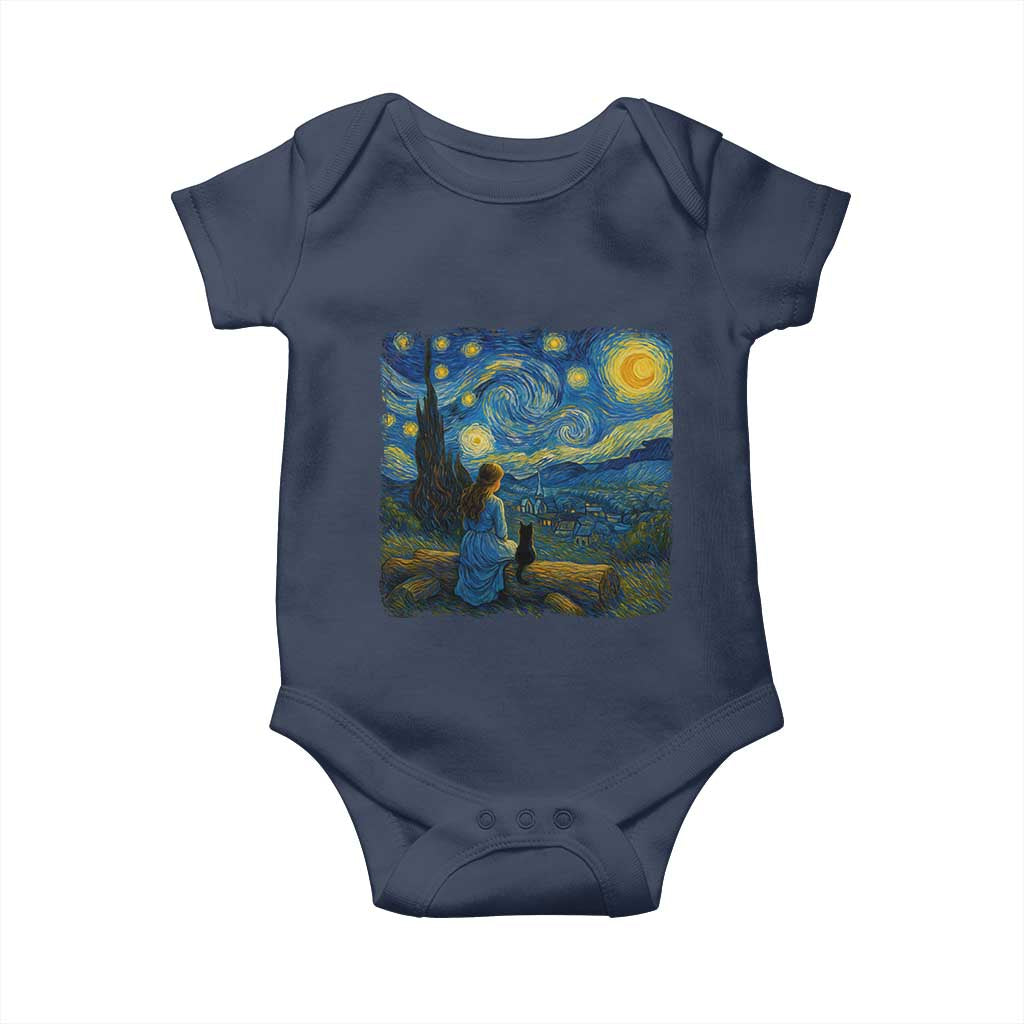 Cute Cat Starry Night Baby Onesie Kitty Lovers - Wonder Print Shop