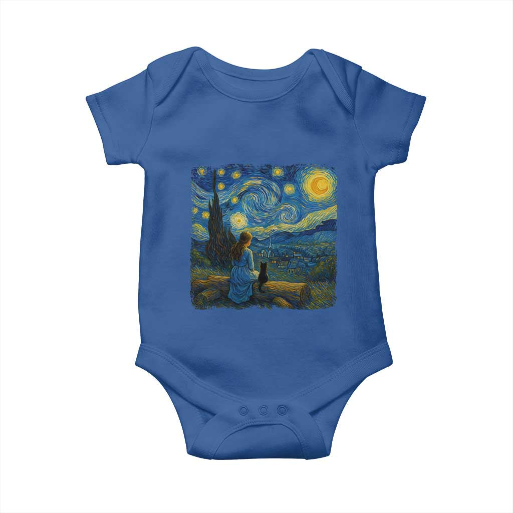 Cute Cat Starry Night Baby Onesie Kitty Lovers - Wonder Print Shop