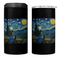 Cute Cat Starry Night 4 in 1 Can Cooler Tumbler Kitty Lovers