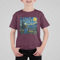 Cute Cat Starry Night T Shirt For Kid Kitty Lovers - Wonder Print Shop