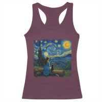 Cute Cat Starry Night Racerback Tank Top Kitty Lovers - Wonder Print Shop
