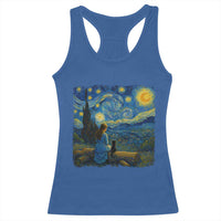 Cute Cat Starry Night Racerback Tank Top Kitty Lovers - Wonder Print Shop