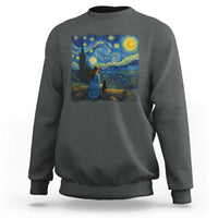 Cute Cat Starry Night Sweatshirt Kitty Lovers - Wonder Print Shop