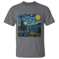 Cute Cat Starry Night T Shirt Kitty Lovers - Wonder Print Shop