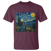 Cute Cat Starry Night T Shirt Kitty Lovers - Wonder Print Shop