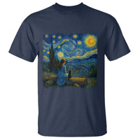 Cute Cat Starry Night T Shirt Kitty Lovers - Wonder Print Shop
