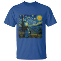 Cute Cat Starry Night T Shirt Kitty Lovers - Wonder Print Shop