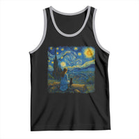 Cute Cat Starry Night Tank Top Kitty Lovers - Wonder Print Shop
