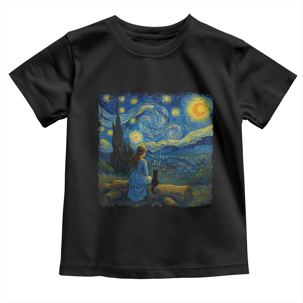 Cute Cat Starry Night Toddler T Shirt Kitty Lovers - Wonder Print Shop