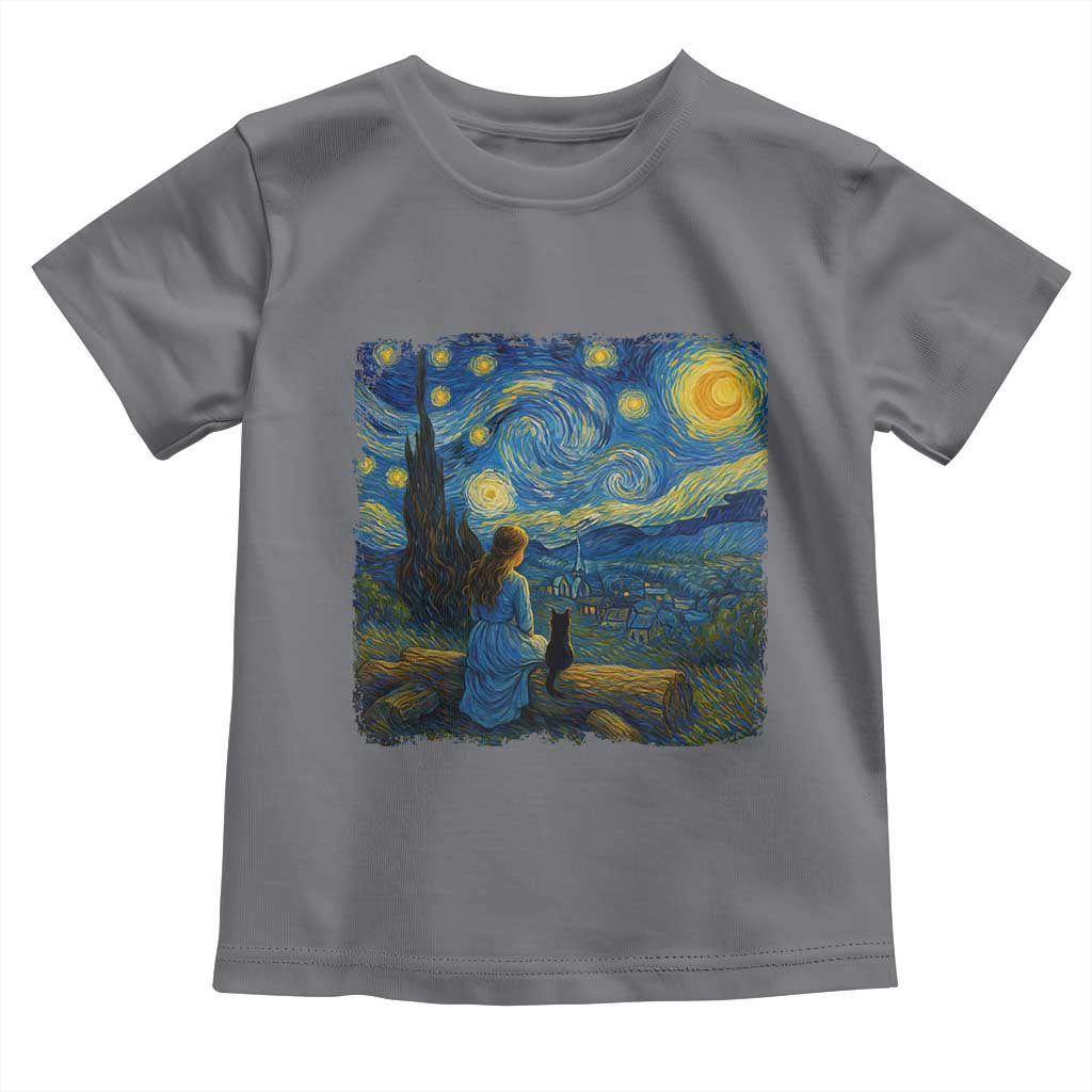 Cute Cat Starry Night Toddler T Shirt Kitty Lovers - Wonder Print Shop