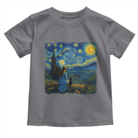 Cute Cat Starry Night Toddler T Shirt Kitty Lovers - Wonder Print Shop