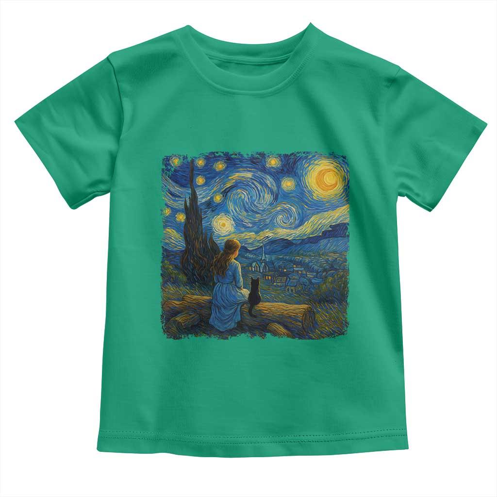 Cute Cat Starry Night Toddler T Shirt Kitty Lovers - Wonder Print Shop