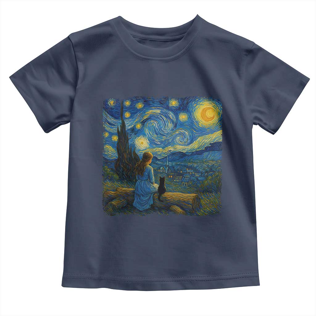 Cute Cat Starry Night Toddler T Shirt Kitty Lovers - Wonder Print Shop
