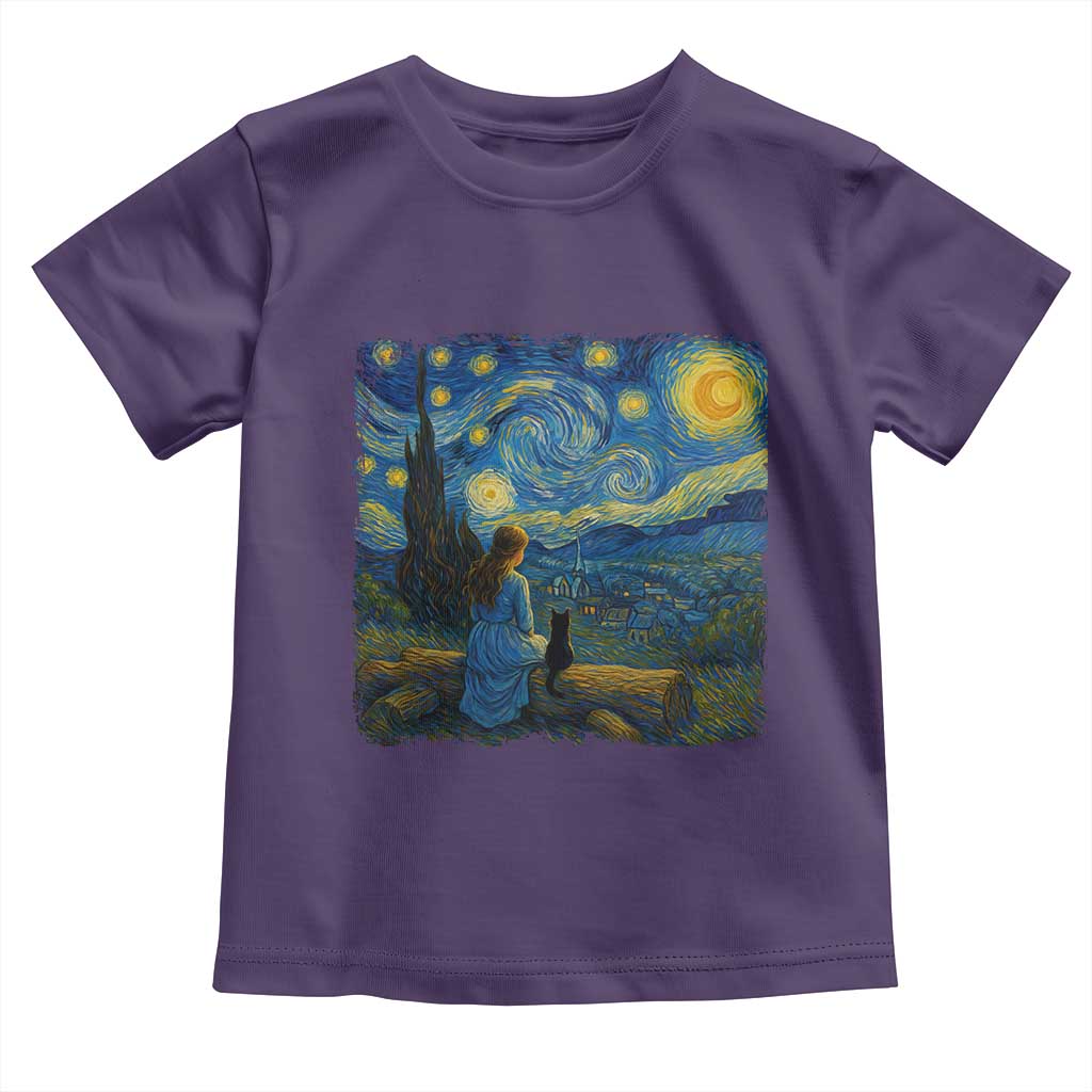 Cute Cat Starry Night Toddler T Shirt Kitty Lovers - Wonder Print Shop
