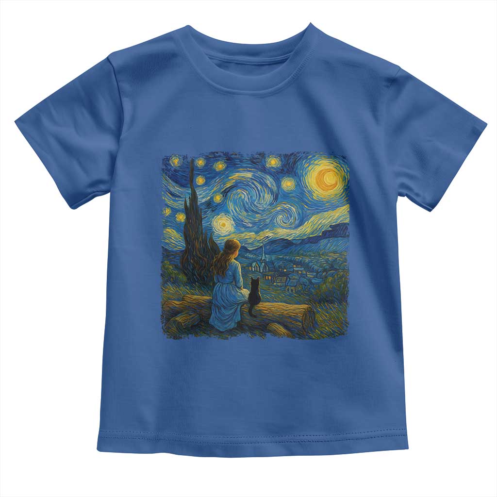 Cute Cat Starry Night Toddler T Shirt Kitty Lovers - Wonder Print Shop