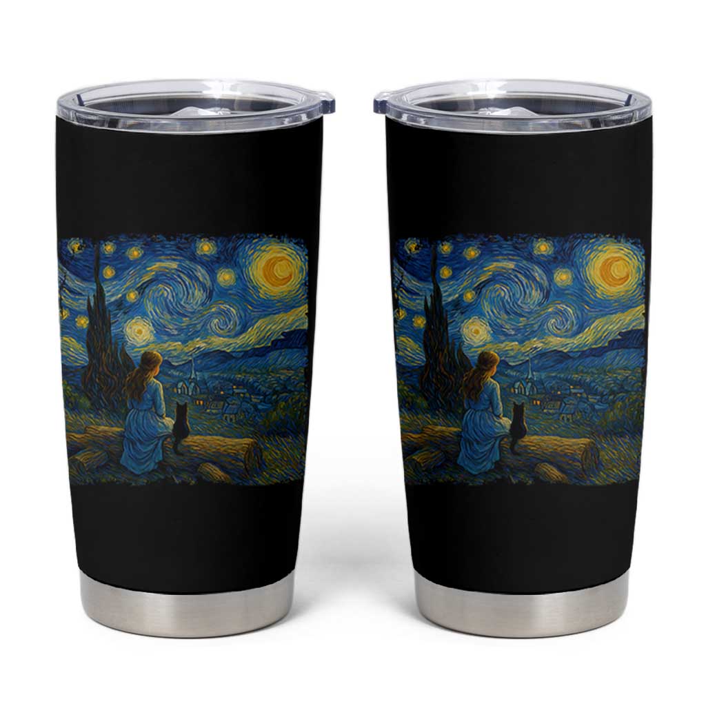 Cute Cat Starry Night Tumbler Cup Kitty Lovers