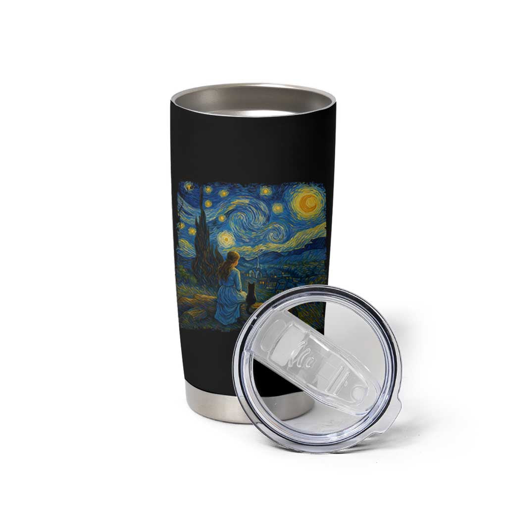 Cute Cat Starry Night Tumbler Cup Kitty Lovers