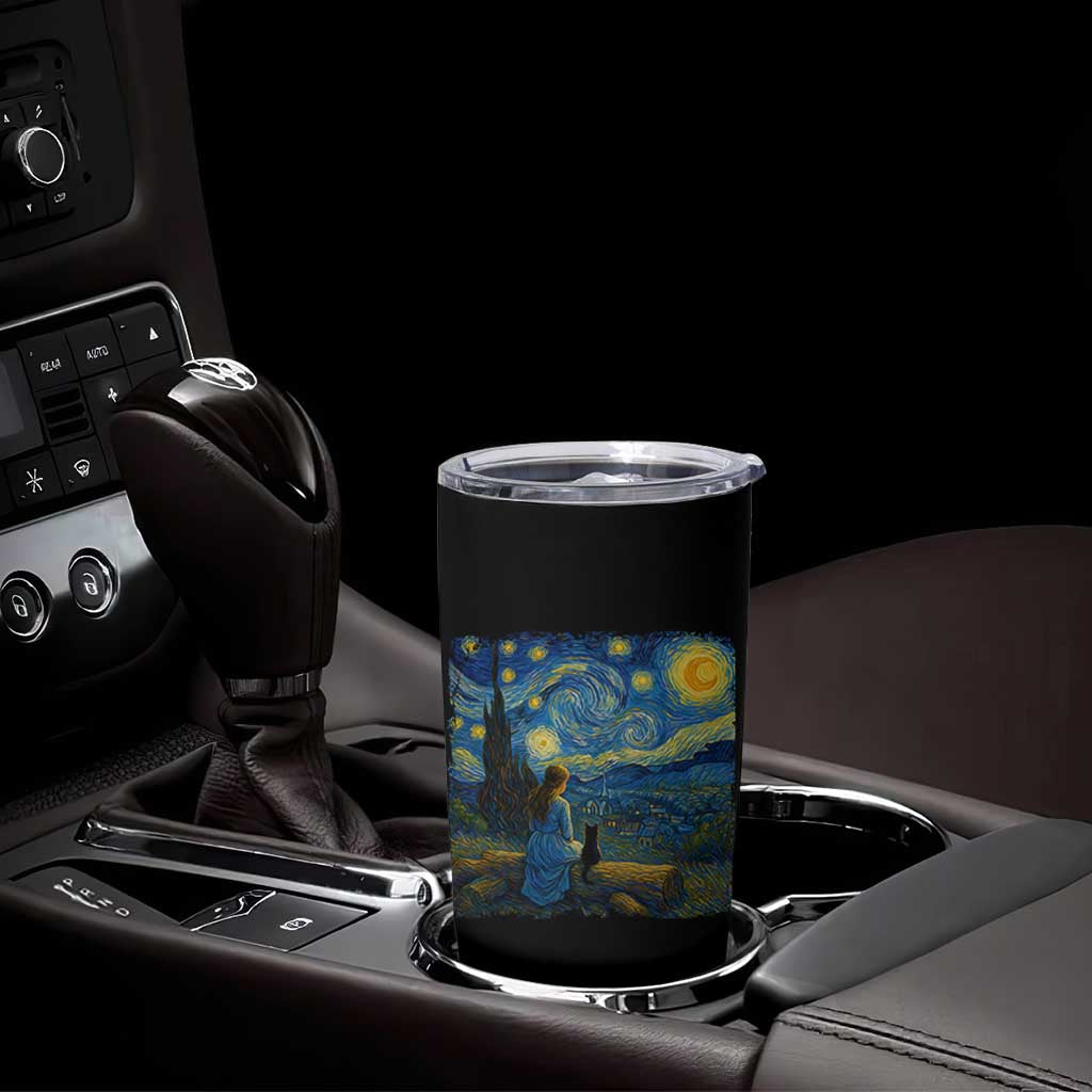 Cute Cat Starry Night Tumbler Cup Kitty Lovers