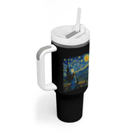 Cute Cat Starry Night Tumbler With Handle Kitty Lovers
