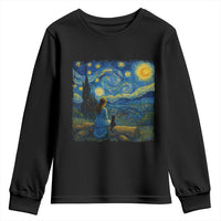 Cute Cat Starry Night Youth Sweatshirt Kitty Lovers - Wonder Print Shop