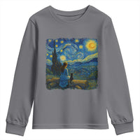 Cute Cat Starry Night Youth Sweatshirt Kitty Lovers - Wonder Print Shop