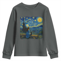 Cute Cat Starry Night Youth Sweatshirt Kitty Lovers - Wonder Print Shop