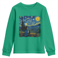 Cute Cat Starry Night Youth Sweatshirt Kitty Lovers - Wonder Print Shop
