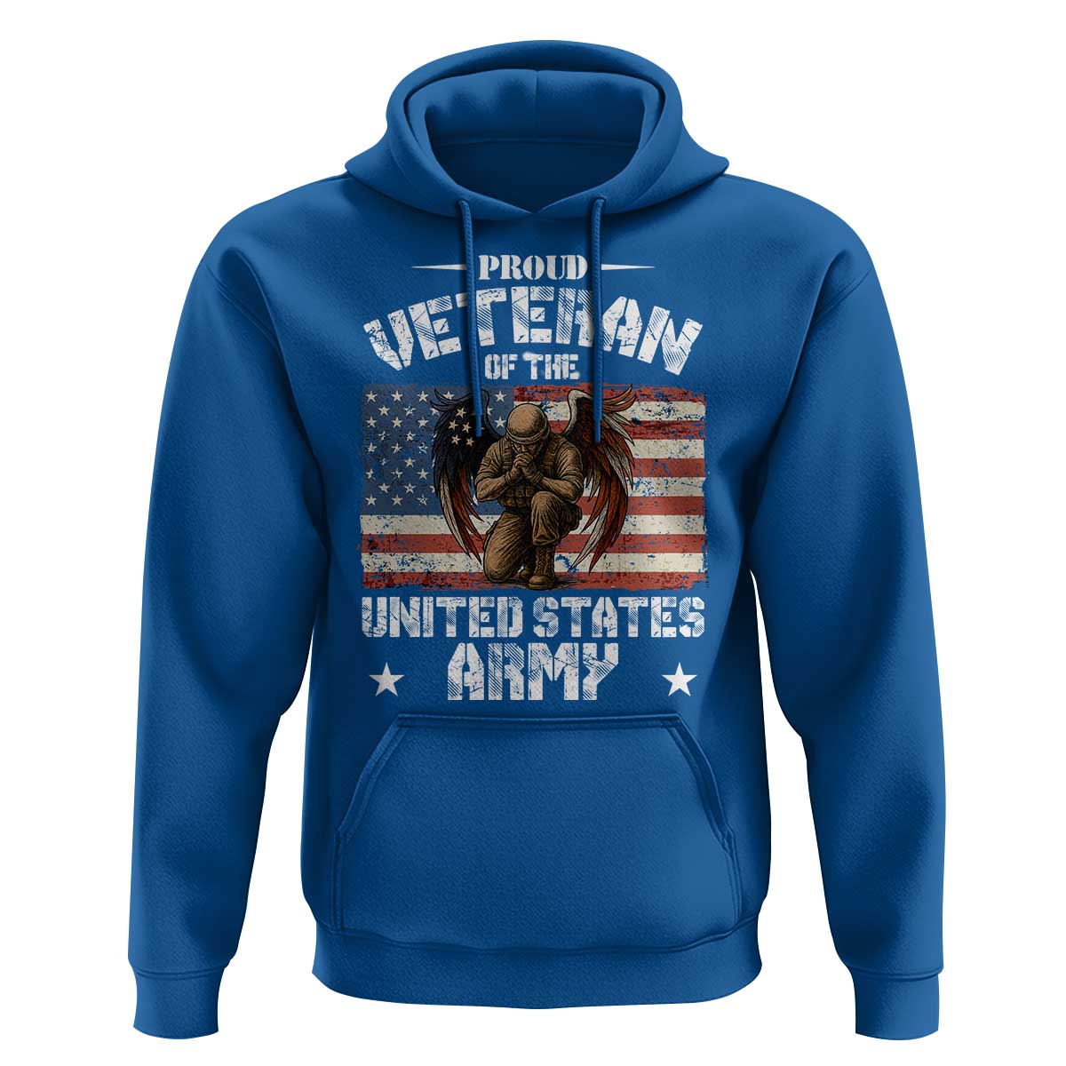 US Army Veteran Tribute Hoodie American Flag Angel Soldier Memorial - Wonder Print Shop