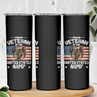 US Army Veteran Tribute Skinny Tumbler American Flag Angel Soldier Memorial