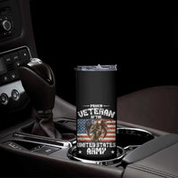 US Army Veteran Tribute Skinny Tumbler American Flag Angel Soldier Memorial