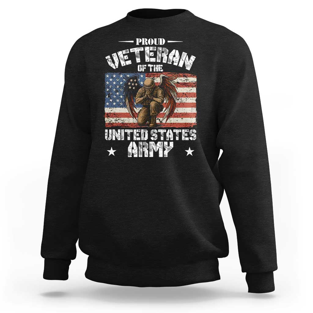 US Army Veteran Tribute Sweatshirt American Flag Angel Soldier Memorial - Wonder Print Shop